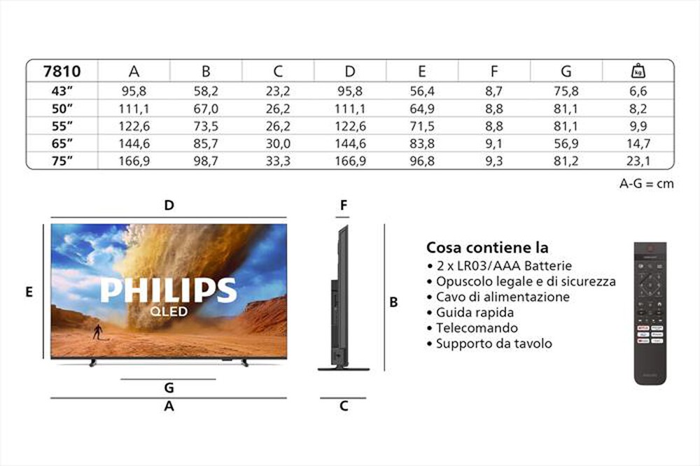 Immagine del prodotto PHILIPS - Smart TV QLED 4K 50" 50PUS7810-Black