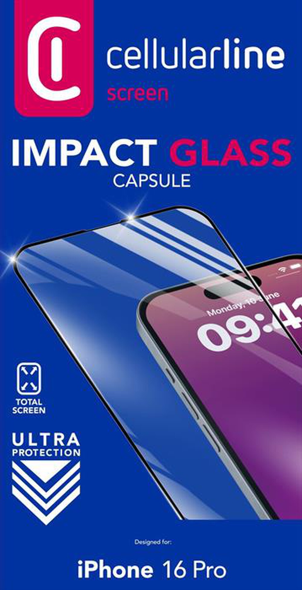 "CELLULARLINE - IMPACT GLASS CAPSULE - IPHONE 16 PRO-Transparent"