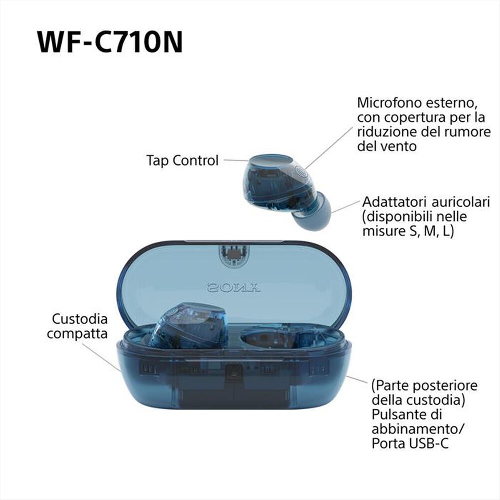 "SONY - Cuffie True Wireless WFC710NL.CE7-Glass Blue"