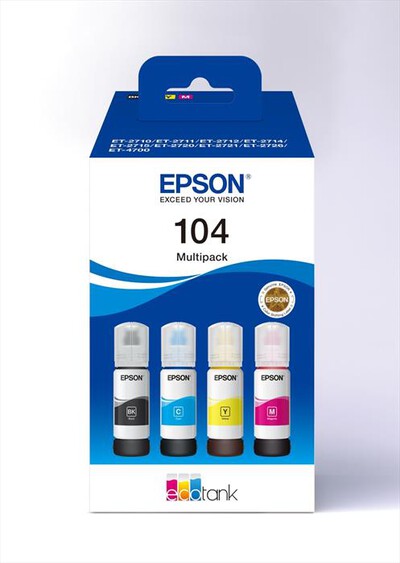 EPSON - EPSON FLACONE INCHIOSTRO ECOTANK 104 MPK 4 COL-Nero, ciano, magenta, giallo