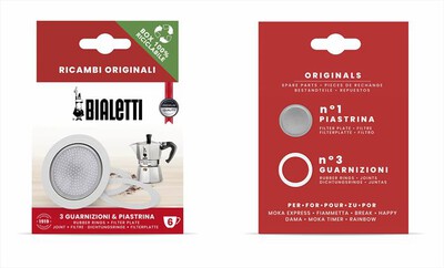 BIALETTI - 3 GUARNIZIONI + 1 PIASTRINA 6 TAZZE