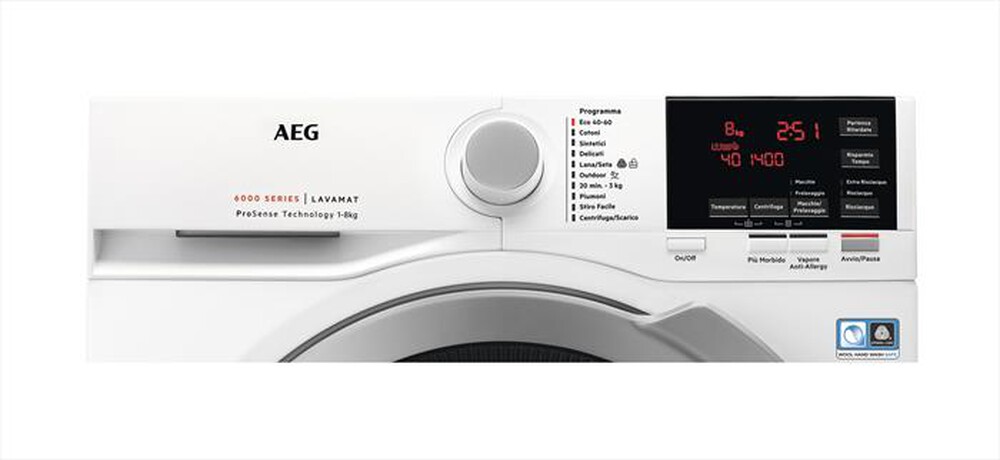 "AEG - Lavatrice L6FEG843 8 Kg Classe C-Bianco/oblò silver"