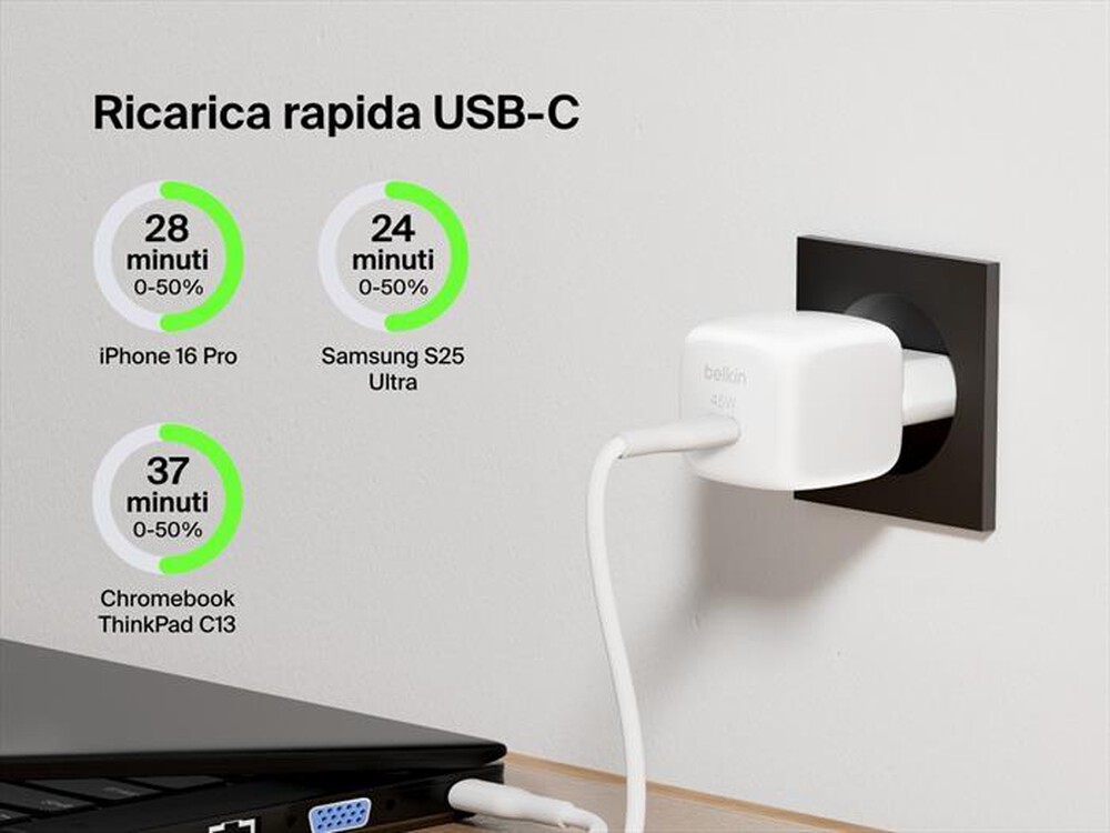 Immagine del prodotto BELKIN - Caricabatteria da parete USB-C compatto da 45 W-Bianco