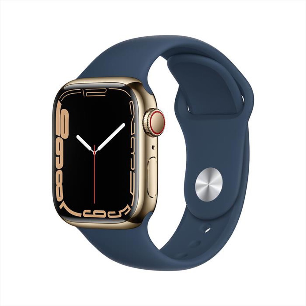 Immagine del prodotto APPLE - WATCH SERIES 7 GPS + CELLULAR 41MM IN ACCIAIO INOX-Oro Cinturino Sport Blu Abisso