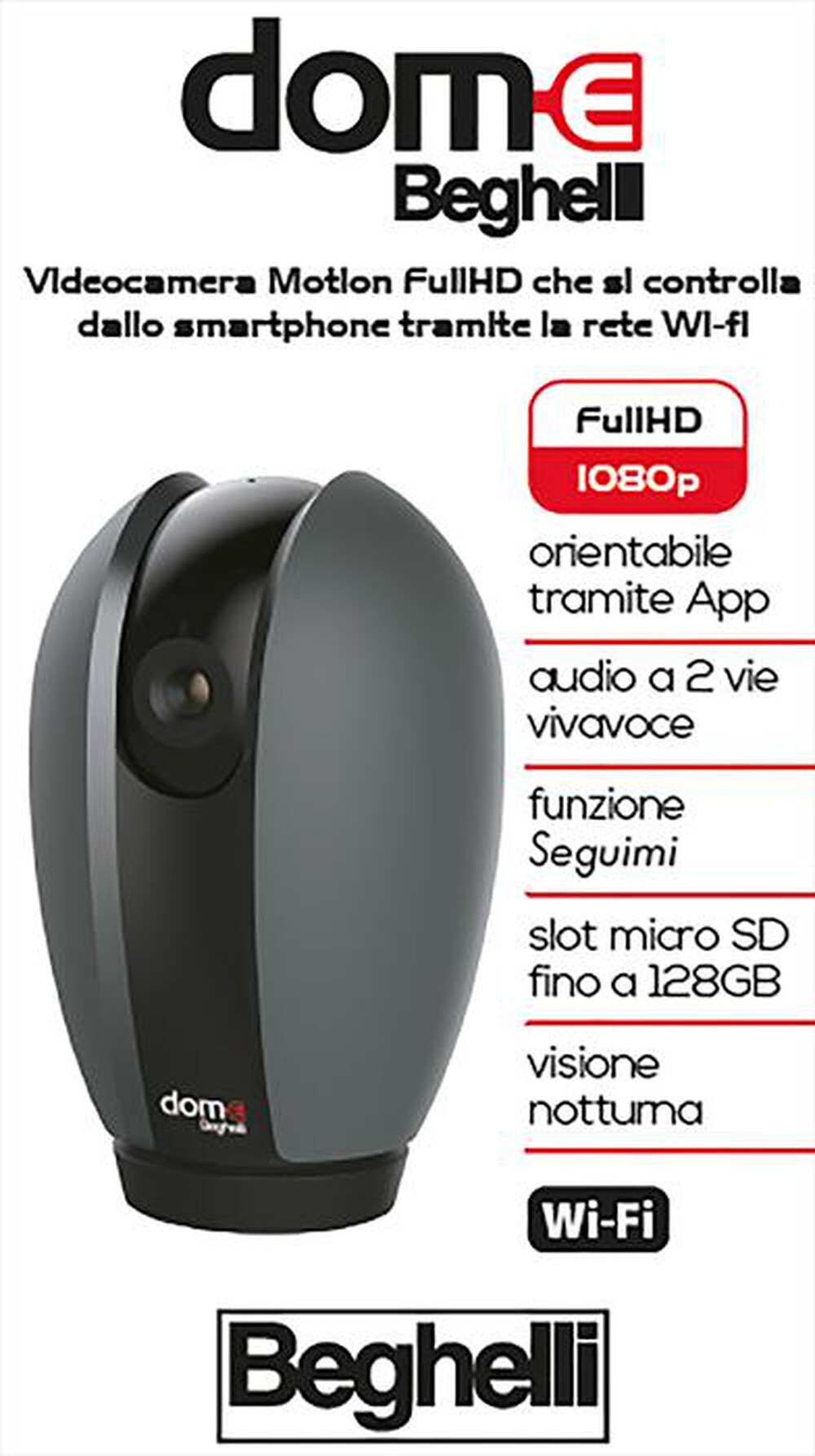 "BEGHELLI - SMART CAMERA MOTION-GRIGIO E NERO"