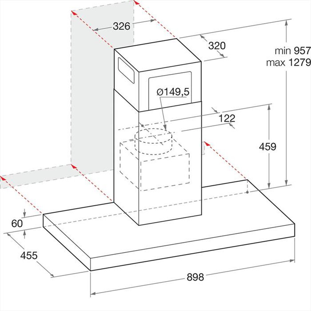 Immagine del prodotto HOTPOINT ARISTON - Cappa a parete HHBS 9.8C LTD K