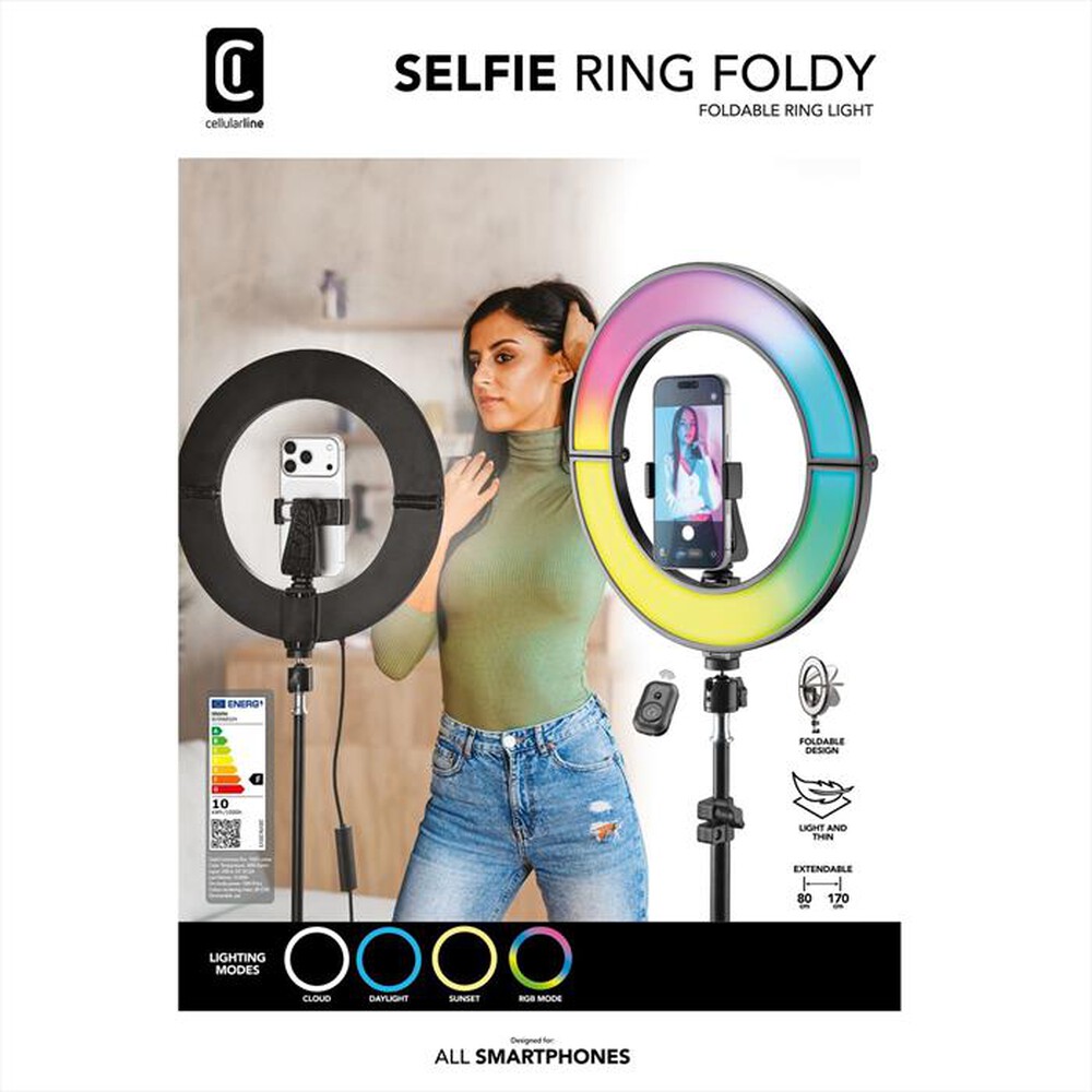 Immagine del prodotto CELLULARLINE - SELFIE RING - LIGHT STAND-Nero