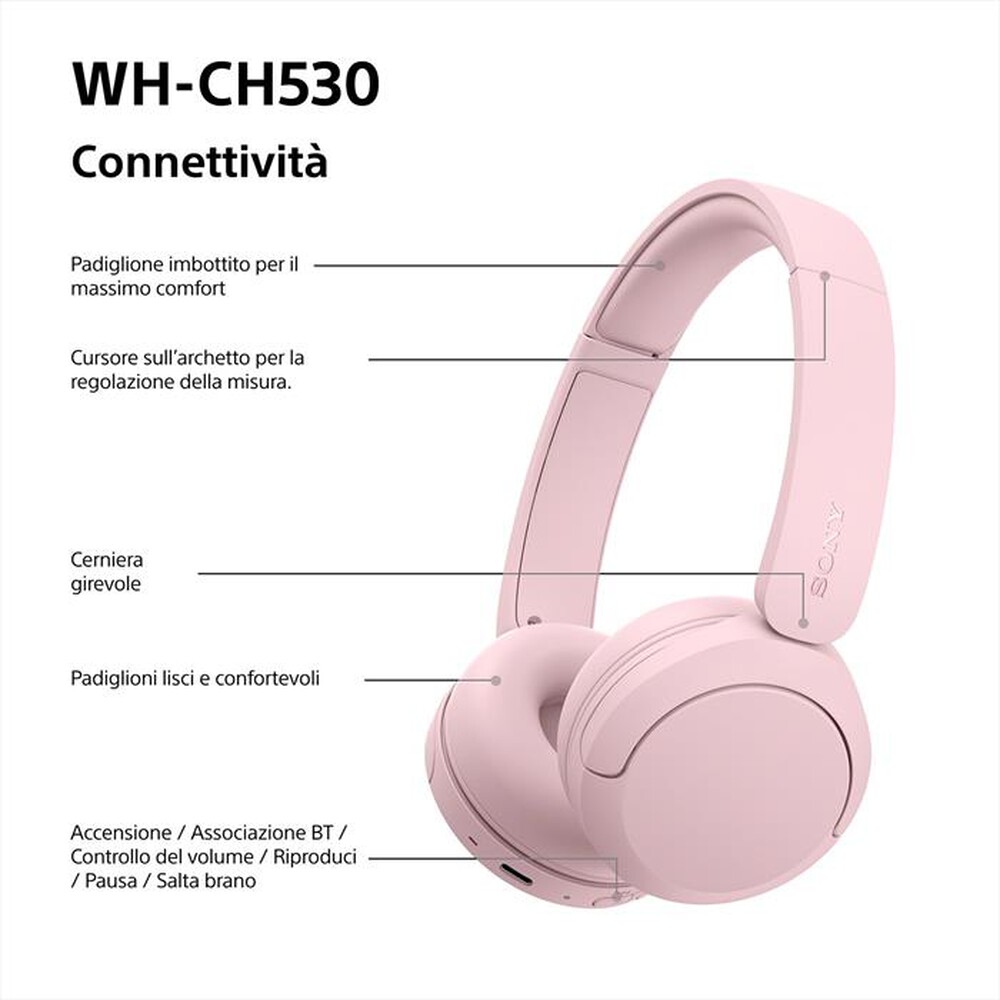 Immagine del prodotto SONY - Cuffie Bluetooth On-ear WH-CH530-Pink