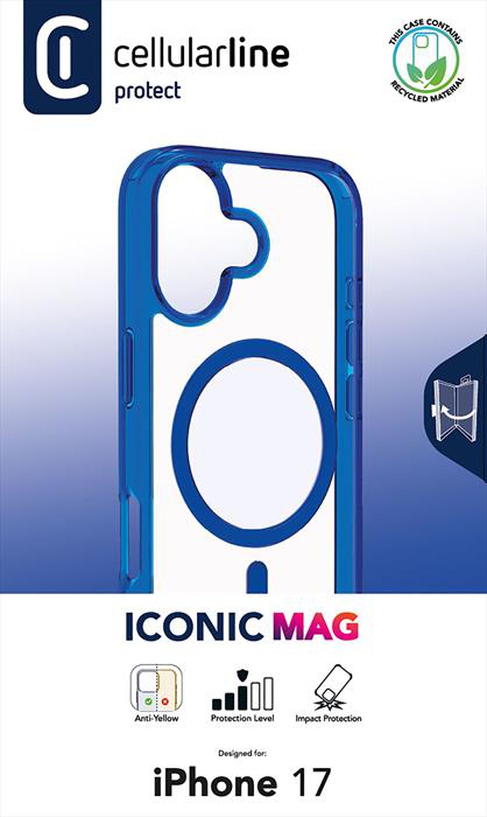 Immagine del prodotto CELLULARLINE - Custodia ICONIC MAG per IPHONE 17-Blu, Trasparente