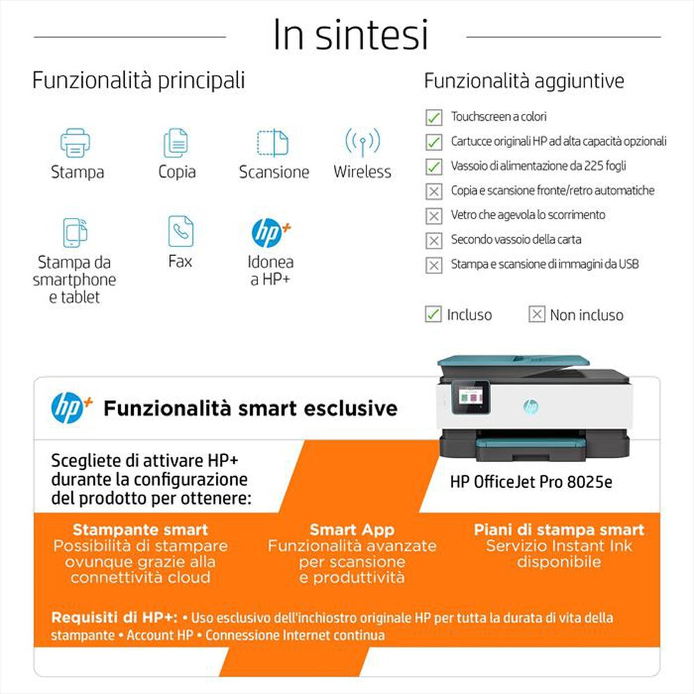 "HP - OFFICEJET PRO 8025E 6 MESI INCHIOSTRO INSTANT INK-Ocean"