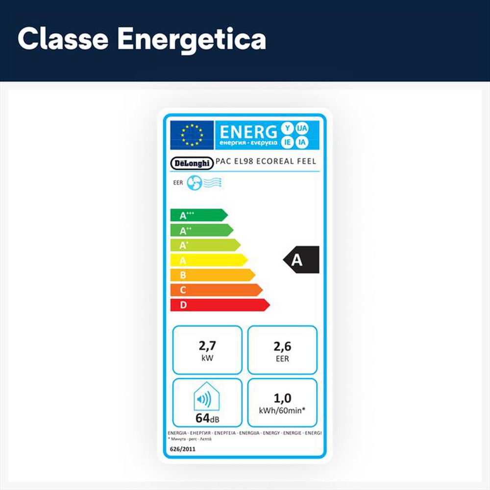 "DE LONGHI - PAC EL98 ECO REAL FEEL Condizionatore portatile-Bianco"
