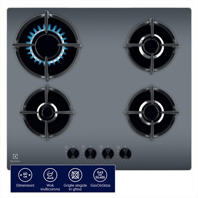 ELECTROLUX - Piano cottura a gas EGG64272M 0cm-Vetro specchiante
