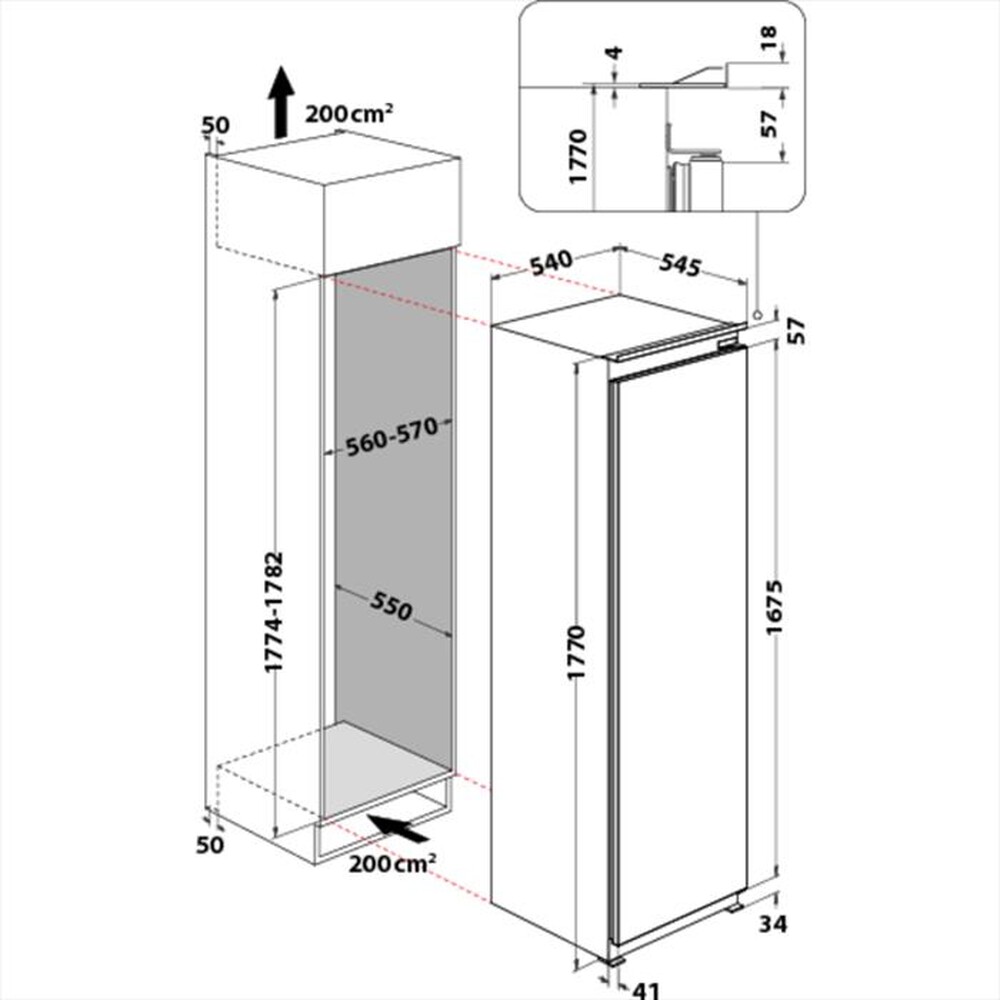 "INDESIT - Frigorifero incasso INSZ 18011 Classe F"