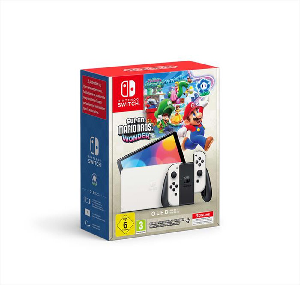 "NINTENDO - Switch OLED Super Mario Bros WONDER NSO 12M-Bianco/Nero"