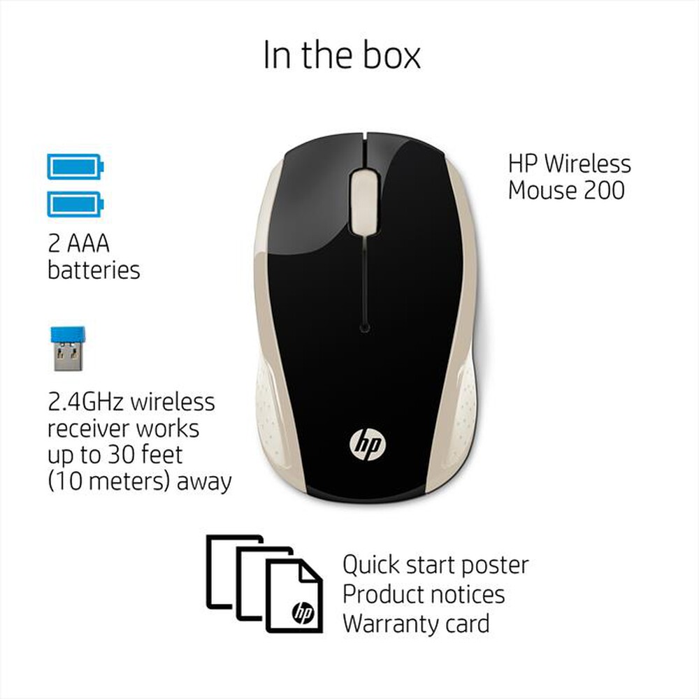 "HP - HP MOUSE 200 WIRELESS-Silk Gold"