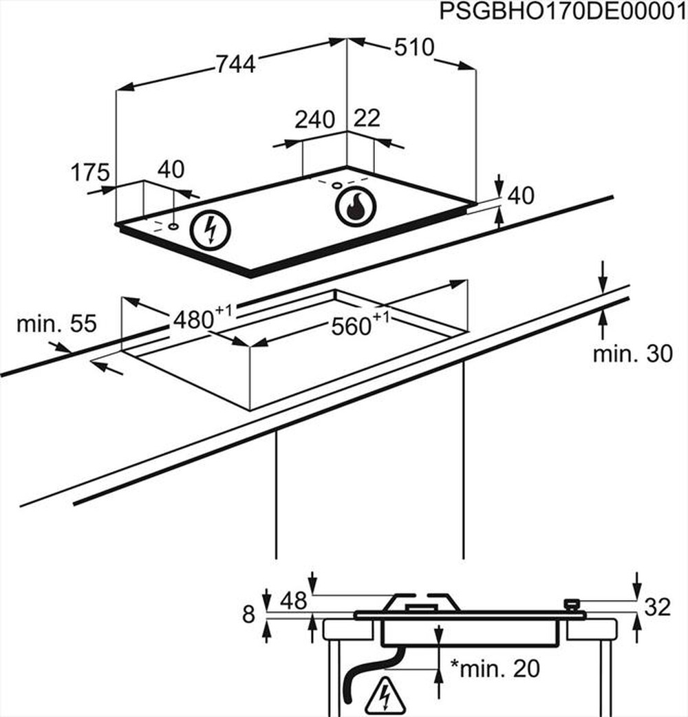 Immagine del prodotto ELECTROLUX - Piano cottura a gas EGS7534X 0cm-Inox