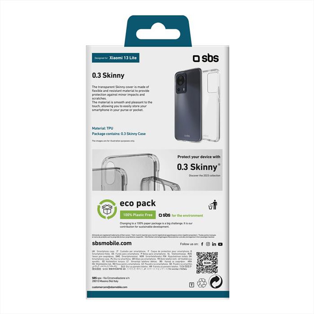 "SBS - Cover Skinny TESKINXI13LT per Xiaomi 13 Lite-Trasparente"