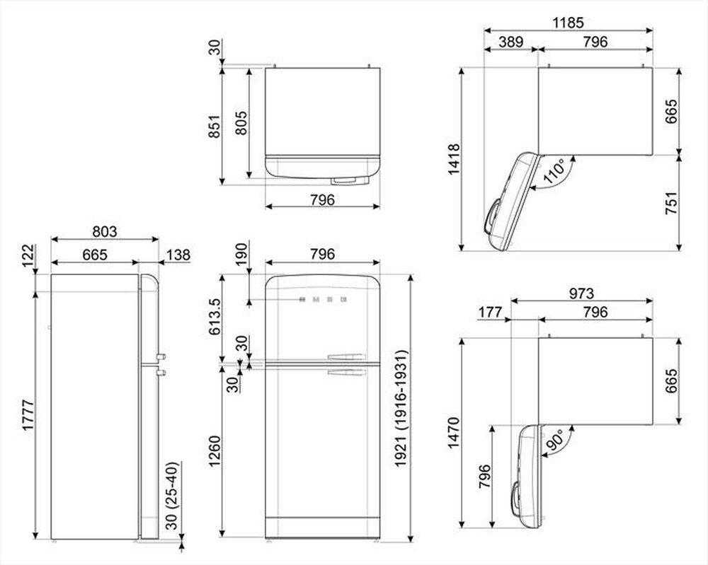 "SMEG - Frigorifero 2 porte FAB50LCR5 Classe E-Panna"