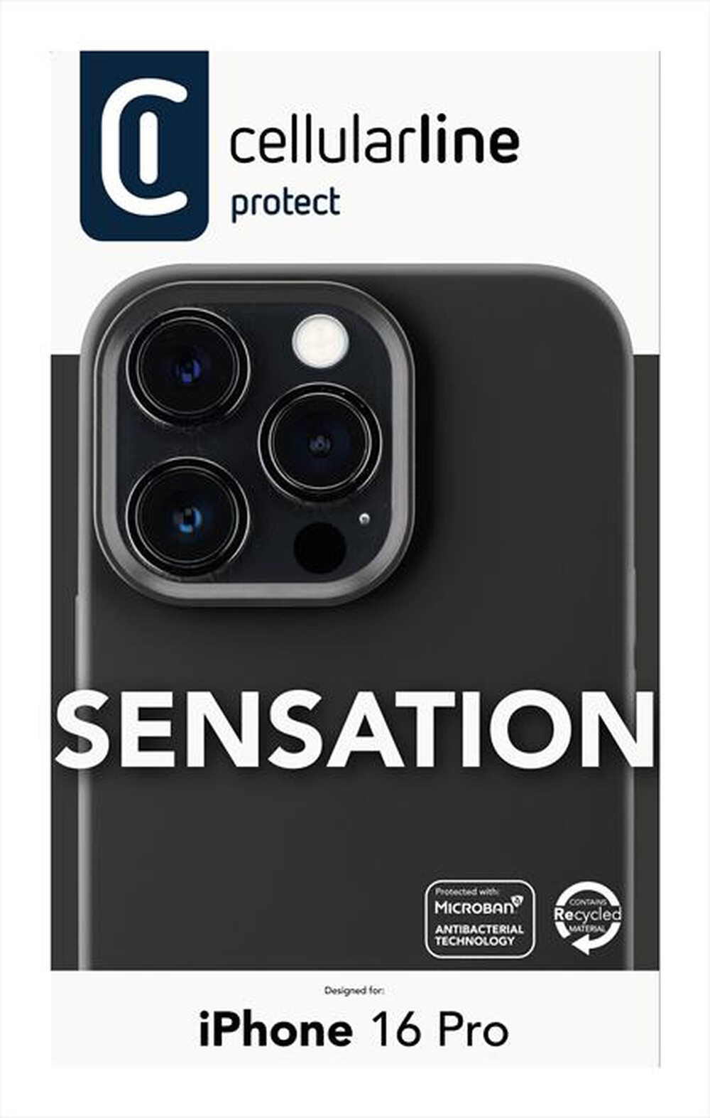 "CELLULARLINE - Cover case SENSATION per iPhone 16 Pro-Black"