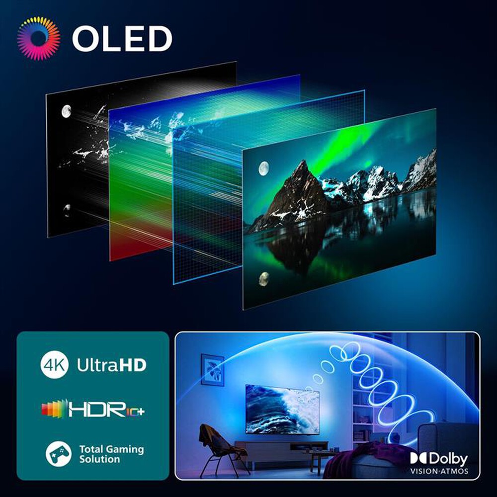 Immagine del prodotto PHILIPS - Smart TV Ambilight OLED 4K 55" 55OLED770-Black