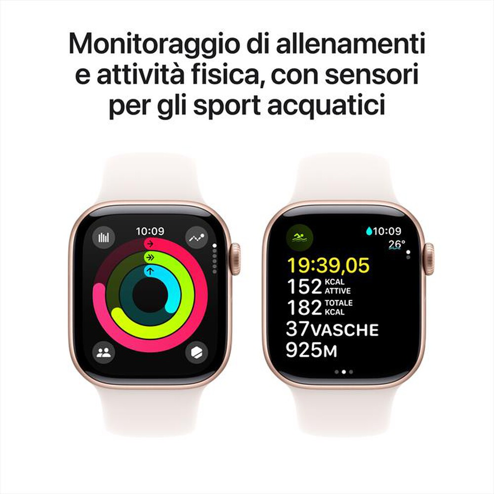 Immagine del prodotto APPLE - Watch Series 10 GPS 42mm Alluminio-Oro Rosa - Sport Band Rosa S/M