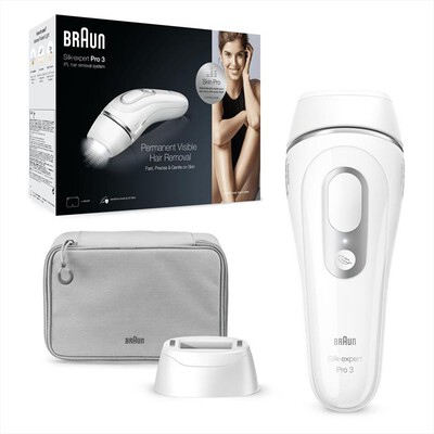 BRAUN - Epilatore a luce pulsate SILK EXPERT PRO 3 PL3020-BIANCO/ARGENTO