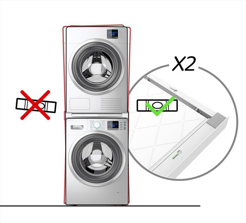 "MELICONI - Kit di sovrapposizione lavatrice TORRE QUICK-Tecnopolimero bianco"
