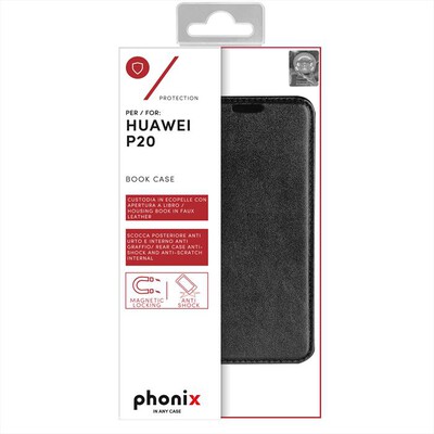 PHONIX - HUP20BCB CUSTODIA LIBRO HUAWEI P20-Nero