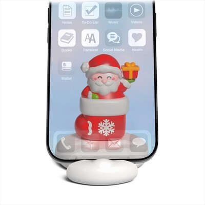 MUSIC HERO - Supporto smartphone Xmas, Santa TESTANDSANTA-Bianco