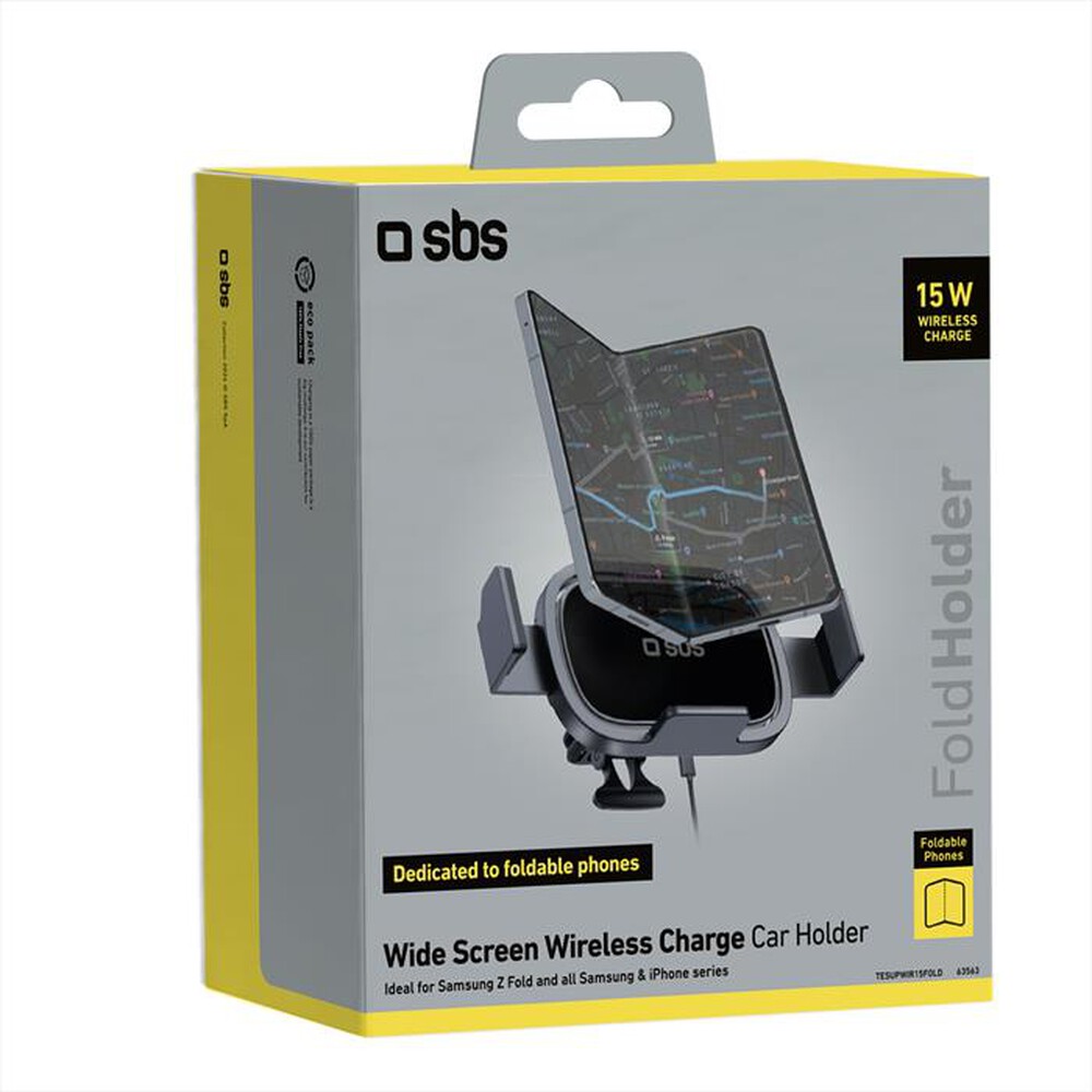 Immagine del prodotto SBS - Supporto per auto con ricarica wireless da 15W-Nero