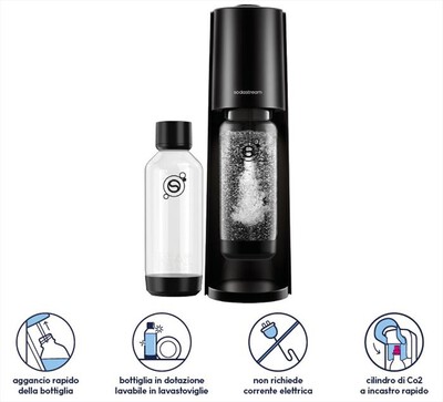 SODASTREAM - Gasatore CLASSIC BLACK CON 2 BOTTIGLIE-NERO