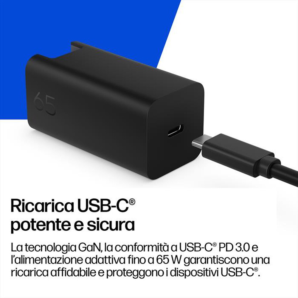 Immagine del prodotto HP - Caricabatterie da parete HP GaN 65W-Nero
