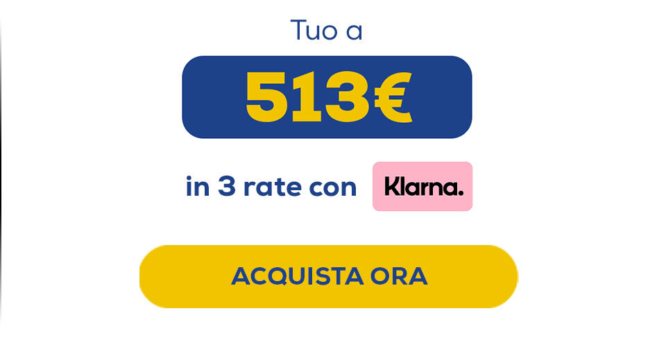 513&euro; in 3 rate con klarna
