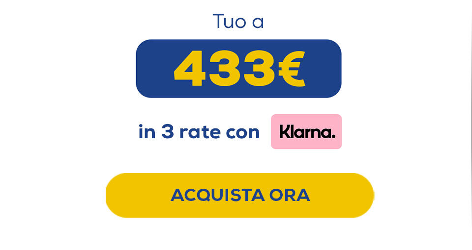 433&euro; in 3 rate con klarna