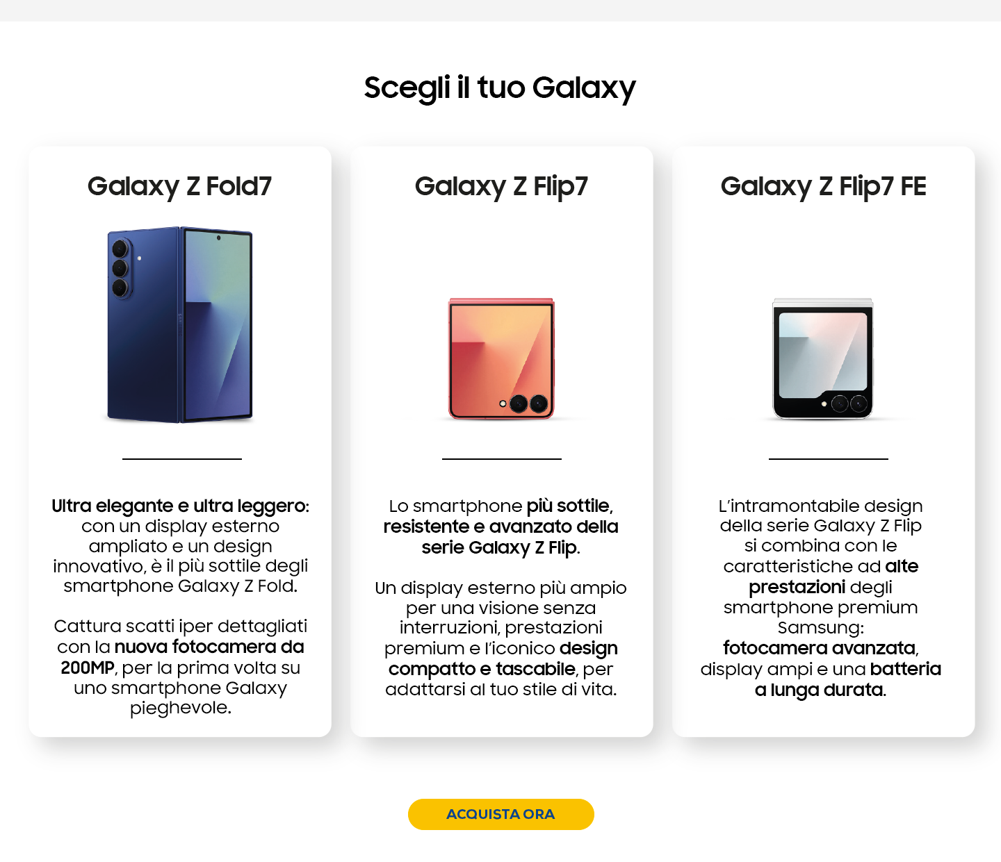 Scegli il tuo Galaxy