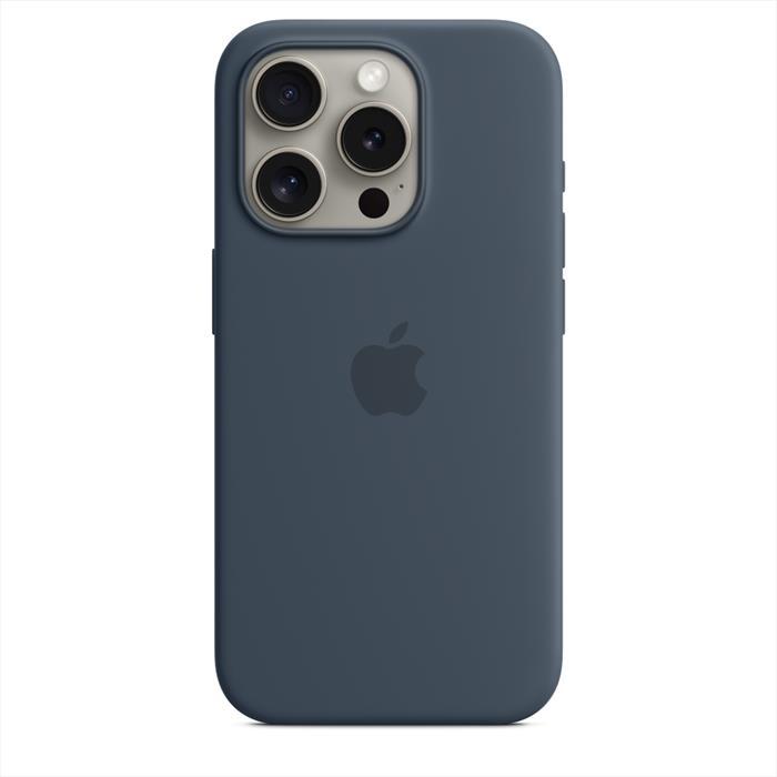 Image of Custodia MagSafe silicone iPhone 15 Pro Blu tempesta