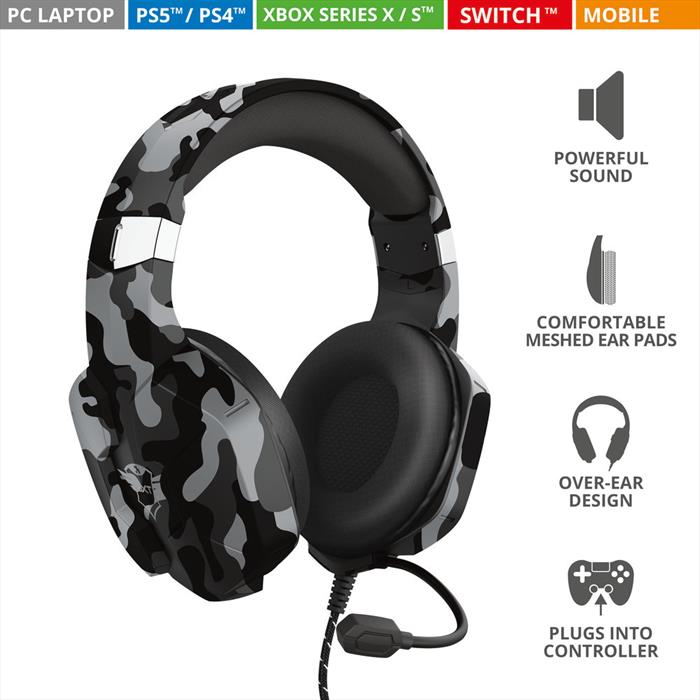 Image of GXT323K CARUS HEADSET Black Camouflage