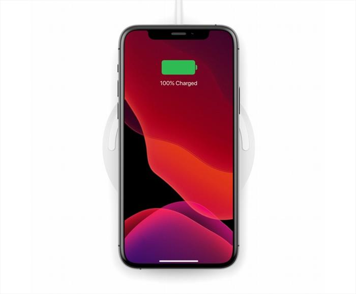 Image of TAPPETINO DI RICARICA WIRELESS 10W CON ALIMENTATOR Bianco