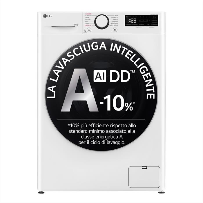 Image of LG D4R5010TSWS Lavasciuga 10/6kg AI DD, Serie R5 Classe D, 1400 giri,