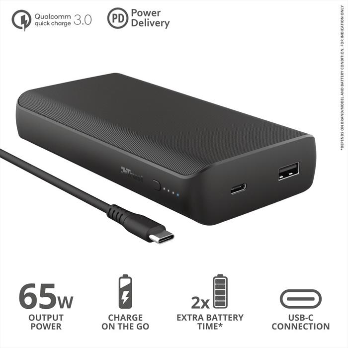 Image of LARO 65W USB-C LAPTOP POWERBANK Black