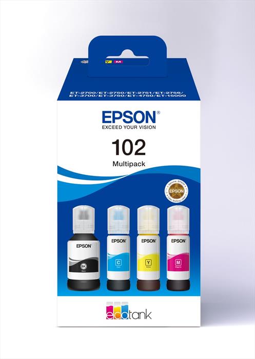 Image of EPSON FLACONE INCHIOSTRO ECOTANK 102 MPK 4 COL Nero, ciano, magenta, giallo