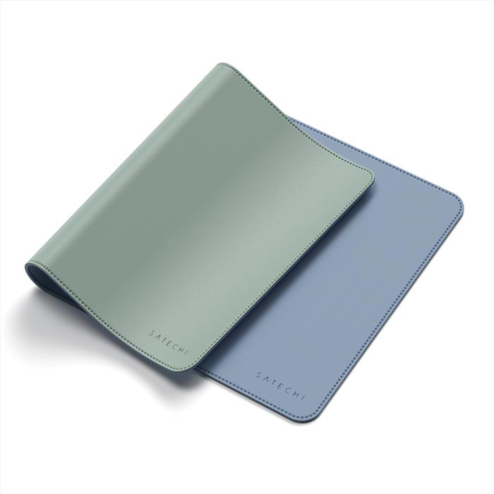 Image of DESKMATE - SOTTOMANO IN ECOPELLE blu - verde