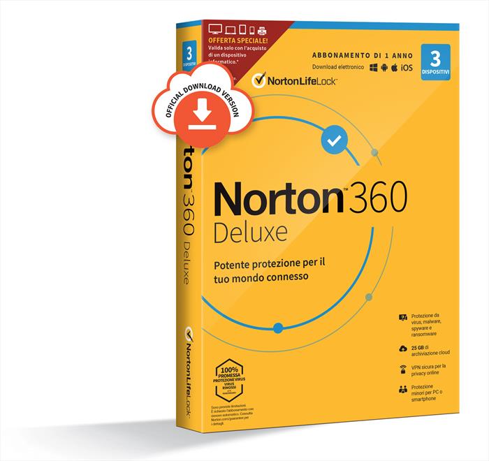Image of Norton 360 Deluxe 2021 Antivirus 3 Dispositivi