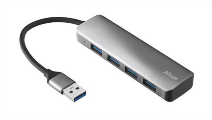 Image of Trust Halyx Aluminium 4-Port USB 3.2 Hub USB 3.2 Gen 1 (3.1 Gen 1) Mic