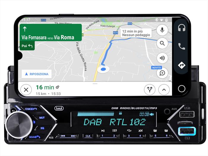 Image of Trevi AUTORADIO DAB FM 160W SUPPORTO SMARTPHONE 7'' WIRELESS USB MICRO