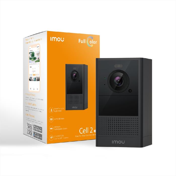 Telecamera WiFi Esterna Imou Cell 2 – 4MP Batteria Ricaricabile, Visione Notturna A Colori, Rilevamento PIR E Umano, 32GB MicroSD Inclusa