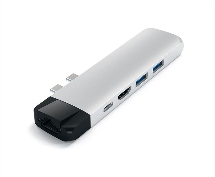 PRO HUB USB-C CON ETHERNET + HDMI 4K argento