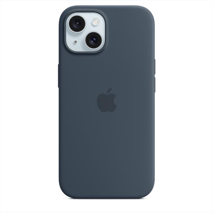 Image of Apple Custodia MagSafe in silicone per iPhone 15 - Blu Tempesta