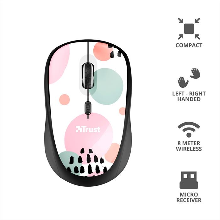 Image of YVI WIRELESS MOUSE pink circles
