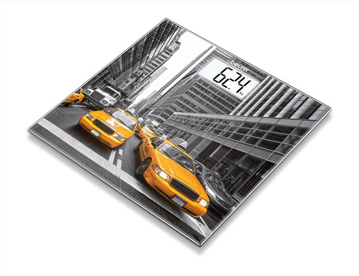 Image of Beurer GS 203 Bilancia in Vetro con Stampa New York, display bianco, l